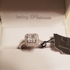 Crislu Princess Cut Halo CZ Ring - Size 6**